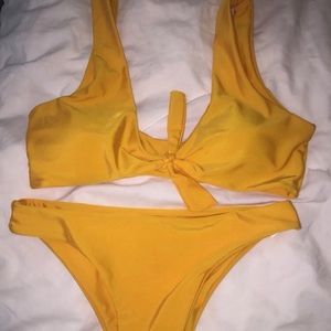 Yellow two piece swim suit